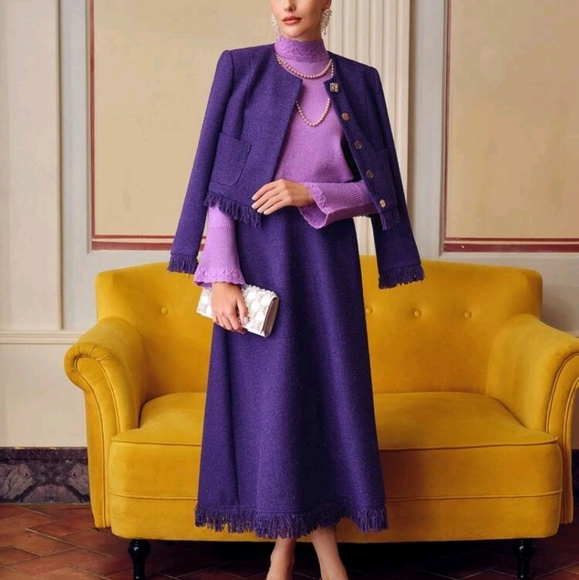 TWEED FRINGE TRIM PATCH POCKET JACKET - Picture 4 of 5